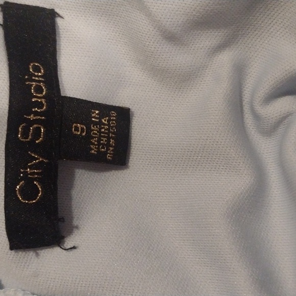 City Studios blue/gray polka dotted flower dress size 9 - Picture 10 of 10